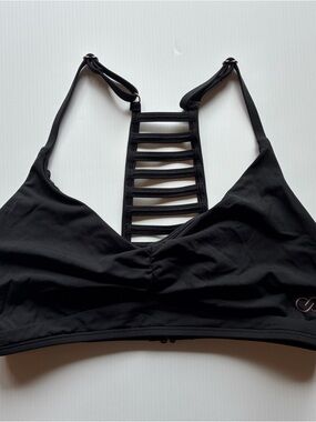 Calia Pure Black Bikini Top XS* S* Strappy Ladderback Cage Y2K Femme Baddie